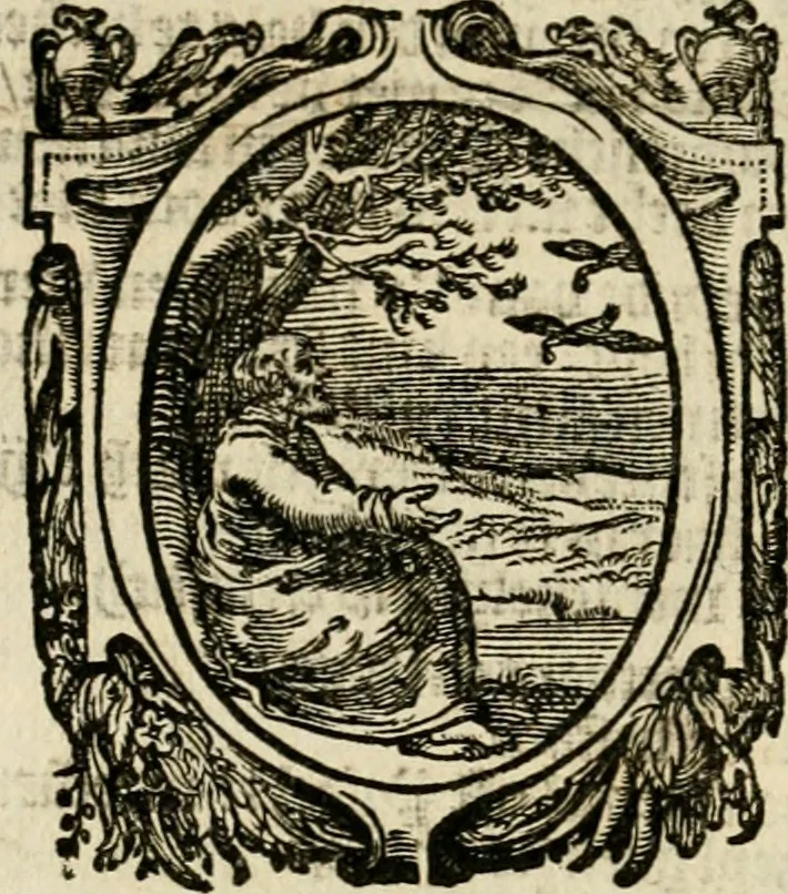 An illustration from Recht ghebruyck ende misbruyck van tydlicke have : welckers sin-rijcke af-beeldingen van D.V. Coornhert zyn bedacht, oock met zyn eygen hand in 't koper gesneden : hier by is gevoegt 't bedrogh des wereldts, of het luije en leckere leven door Pandolphus Collenutius, mede den lof-zang van 't goud, oock gedichten op den A.B.C. alles in seer leer-lycken dicht seer stichtelyck en vermakelyck gestelt, 1620, leaf 101