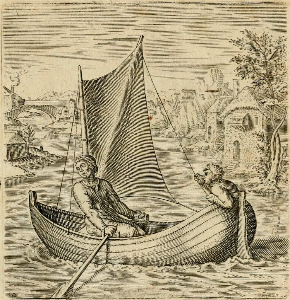 An illustration from Recht ghebruyck ende misbruyck van tydlicke have : welckers sin-rijcke af-beeldingen van D.V. Coornhert zyn bedacht, oock met zyn eygen hand in 't koper gesneden : hier by is gevoegt 't bedrogh des wereldts, of het luije en leckere leven door Pandolphus Collenutius, mede den lof-zang van 't goud, oock gedichten op den A.B.C. alles in seer leer-lycken dicht seer stichtelyck en vermakelyck gestelt, 1620, leaf 27