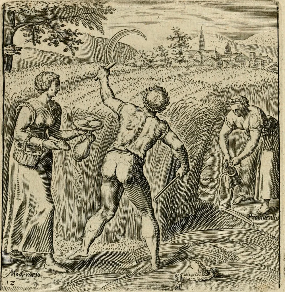An illustration from Recht ghebruyck ende misbruyck van tydlicke have : welckers sin-rijcke af-beeldingen van D.V. Coornhert zyn bedacht, oock met zyn eygen hand in 't koper gesneden : hier by is gevoegt 't bedrogh des wereldts, of het luije en leckere leven door Pandolphus Collenutius, mede den lof-zang van 't goud, oock gedichten op den A.B.C. alles in seer leer-lycken dicht seer stichtelyck en vermakelyck gestelt, 1620, leaf 31