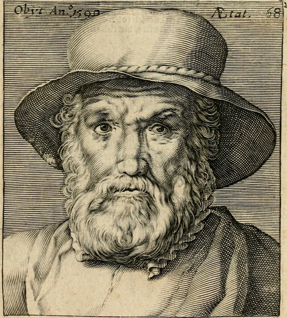 An illustration from Recht ghebruyck ende misbruyck van tydlicke have : welckers sin-rijcke af-beeldingen van D.V. Coornhert zyn bedacht, oock met zyn eygen hand in 't koper gesneden : hier by is gevoegt 't bedrogh des wereldts, of het luije en leckere leven door Pandolphus Collenutius, mede den lof-zang van 't goud, oock gedichten op den A.B.C. alles in seer leer-lycken dicht seer stichtelyck en vermakelyck gestelt, 1620, leaf 6
