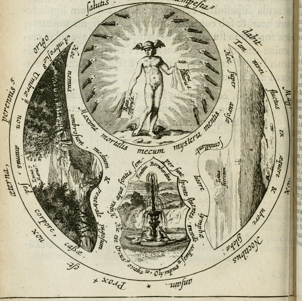 An illustration from Reconditorium ac reclusorium opulentiae sapientiaeque numinis mundi magni, cui deditur in titulum Chymica vannus .., 1666, leaf 197