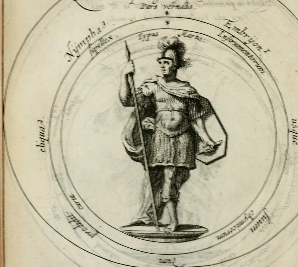 An illustration from Reconditorium ac reclusorium opulentiae sapientiaeque numinis mundi magni, cui deditur in titulum Chymica vannus .., 1666, leaf 279