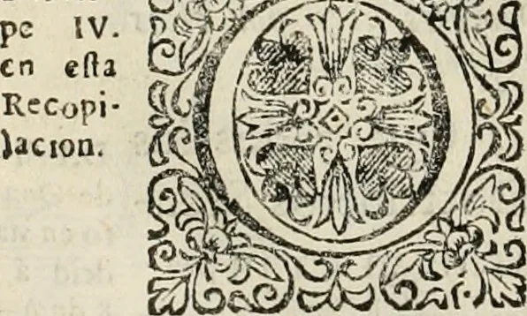 An illustration from Recopilacion de leyes de los reynos de las Indias : mandadas imprimir, y publicar por la magestad catolica del rey don Carlos II, nuestro señor : va dividida en quatro tomos, con el indice general, y al principio de cada tomo el indice especial de los titulos, que contiene, 1681, leaf 103