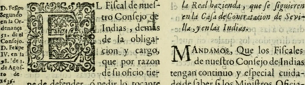 An illustration from Recopilacion de leyes de los reynos de las Indias : mandadas imprimir, y publicar por la magestad catolica del rey don Carlos II, nuestro señor : va dividida en quatro tomos, con el indice general, y al principio de cada tomo el indice especial de los titulos, que contiene, 1681, leaf 332