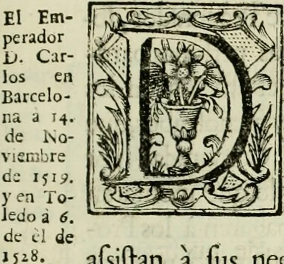 An illustration from Recopilacion de leyes de los reynos de las Indias : mandadas imprimir, y publicar por la magestad catolica del rey don Carlos II, nuestro señor : va dividida en quatro tomos, con el indice general, y al principio de cada tomo el indice especial de los titulos, que contiene, 1681, leaf 212