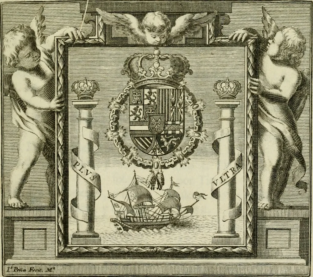 An illustration from Recopilacion de leyes de los reynos de las Indias : mandadas imprimir, y publicar por la magestad catolica del rey don Carlos II, nuestro señor : va dividida en quatro tomos, con el indice general, y al principio de cada tomo el indice especial de los titulos, que contiene, 1681, leaf 6