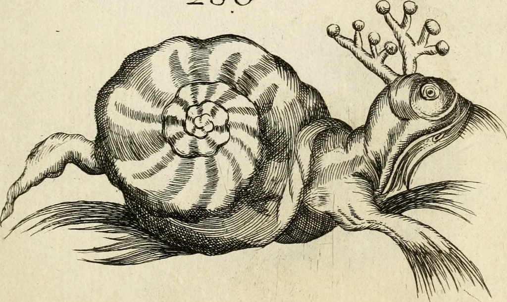 An illustration from Recreatio mentis, et oculi in observatione animalium testaceorum Italico sermone primum proposita ... nunc ... Latine oblata centum additis testaceorum iconibus .., 1684, leaf 471