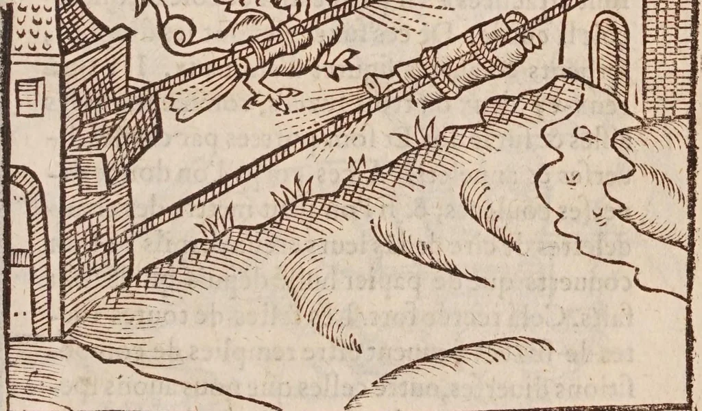 An illustration from Recreations mathematiques : composées de plusieurs problemes, plaisans & facetieux, d'arithmetique, geometrie, astrologie, optique, perspectiue, mechanique, chymie, & d'autres rares & curieux secrets : plusieurs desquels n'ont iamais esté imprimez : premiere et seconde partie : la troisiesme partie contient vn recueil de plusieurs gentilles & recreatiues inuentions de feux d'artifice : la maniere de faire toutes sortes de fuzees, simples & composees : le tout representé par figures, 1629, leaf 343