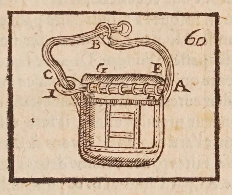 An illustration from Recreations mathematiques : composées de plusieurs problemes, plaisans & facetieux, d'arithmetique, geometrie, astrologie, optique, perspectiue, mechanique, chymie, & d'autres rares & curieux secrets : plusieurs desquels n'ont iamais esté imprimez : premiere et seconde partie : la troisiesme partie contient vn recueil de plusieurs gentilles & recreatiues inuentions de feux d'artifice : la maniere de faire toutes sortes de fuzees, simples & composees : le tout representé par figures, 1629, leaf 93