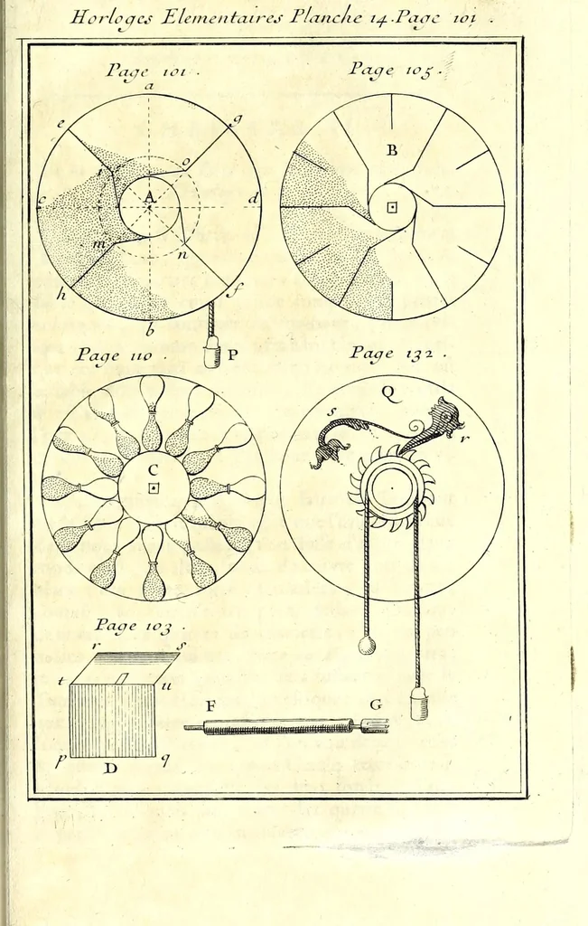 An illustration from Recreations mathematiques et physiques : qvi contiennent plusieurs problêmes d'arithmetique, de geometrie, d'optique, de gnomonique, de cosmographie, de mecanique, de pyrotechnie, & de physique : avec un traité nouveau des horloges elementaires, 1694, leaf 503