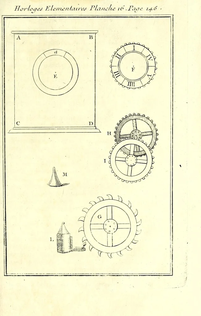 An illustration from Recreations mathematiques et physiques : qvi contiennent plusieurs problêmes d'arithmetique, de geometrie, d'optique, de gnomonique, de cosmographie, de mecanique, de pyrotechnie, & de physique : avec un traité nouveau des horloges elementaires, 1694, leaf 557