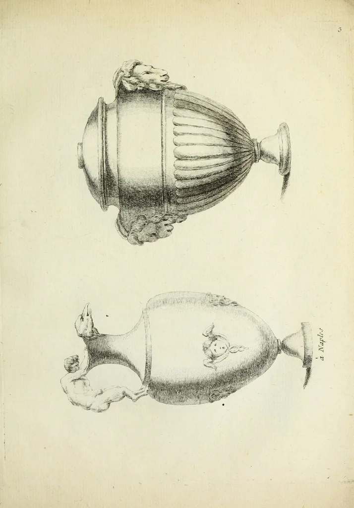 An illustration from Recueil d'antiquités romaines, ou, Voyage d'Italie : composé de 60 planches : dans lequel on trouve divers vases, autels, trepieds, arabesques et autres sujets gravés d'après les dessins que differens artistes ont fait pendant leur séjour en Italie, lesquels jusqu'à présent n'ont point encore été gravés, 1771, leaf 10