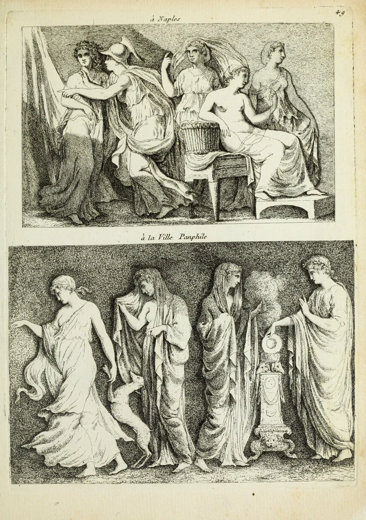 An illustration from Recueil d'antiquités romaines, ou, Voyage d'Italie : composé de 60 planches : dans lequel on trouve divers vases, autels, trepieds, arabesques et autres sujets gravés d'après les dessins que differens artistes ont fait pendant leur séjour en Italie, lesquels jusqu'à présent n'ont point encore été gravés, 1771, leaf 102