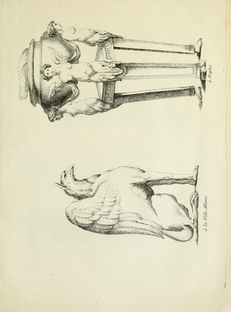 An illustration from Recueil d'antiquités romaines, ou, Voyage d'Italie : composé de 60 planches : dans lequel on trouve divers vases, autels, trepieds, arabesques et autres sujets gravés d'après les dessins que differens artistes ont fait pendant leur séjour en Italie, lesquels jusqu'à présent n'ont point encore été gravés, 1771, leaf 114