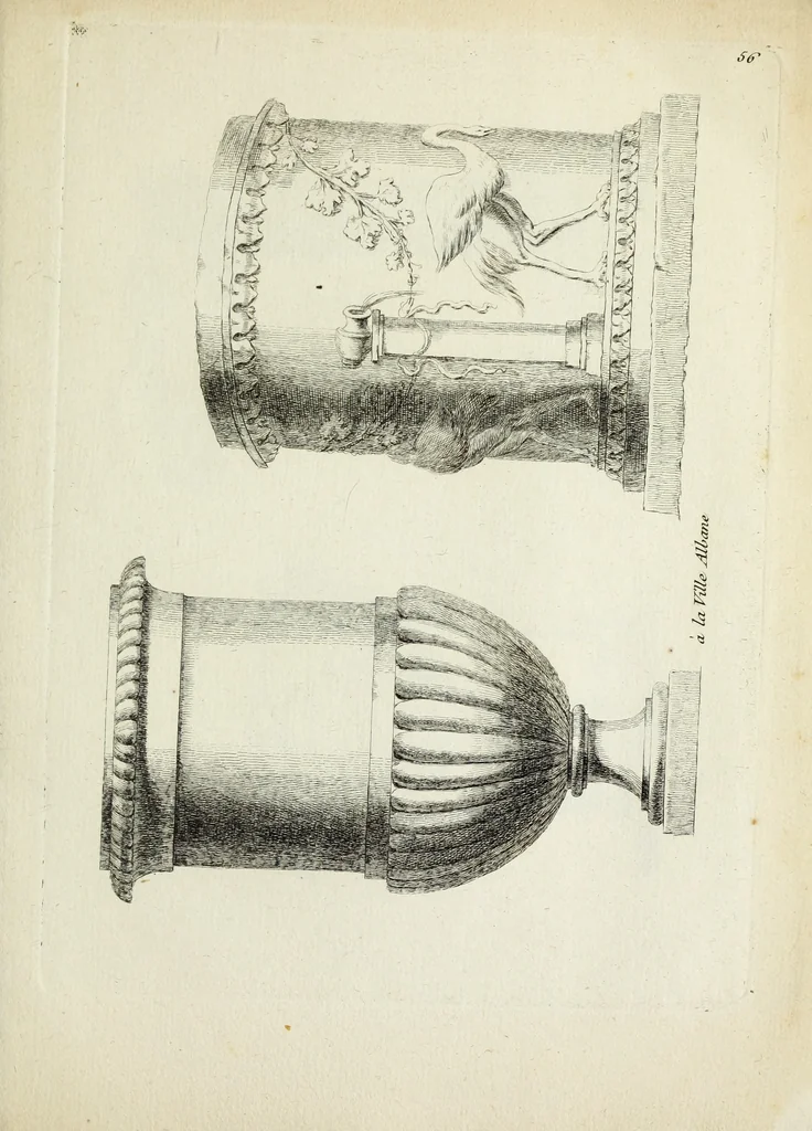 An illustration from Recueil d'antiquités romaines, ou, Voyage d'Italie : composé de 60 planches : dans lequel on trouve divers vases, autels, trepieds, arabesques et autres sujets gravés d'après les dessins que differens artistes ont fait pendant leur séjour en Italie, lesquels jusqu'à présent n'ont point encore été gravés, 1771, leaf 116