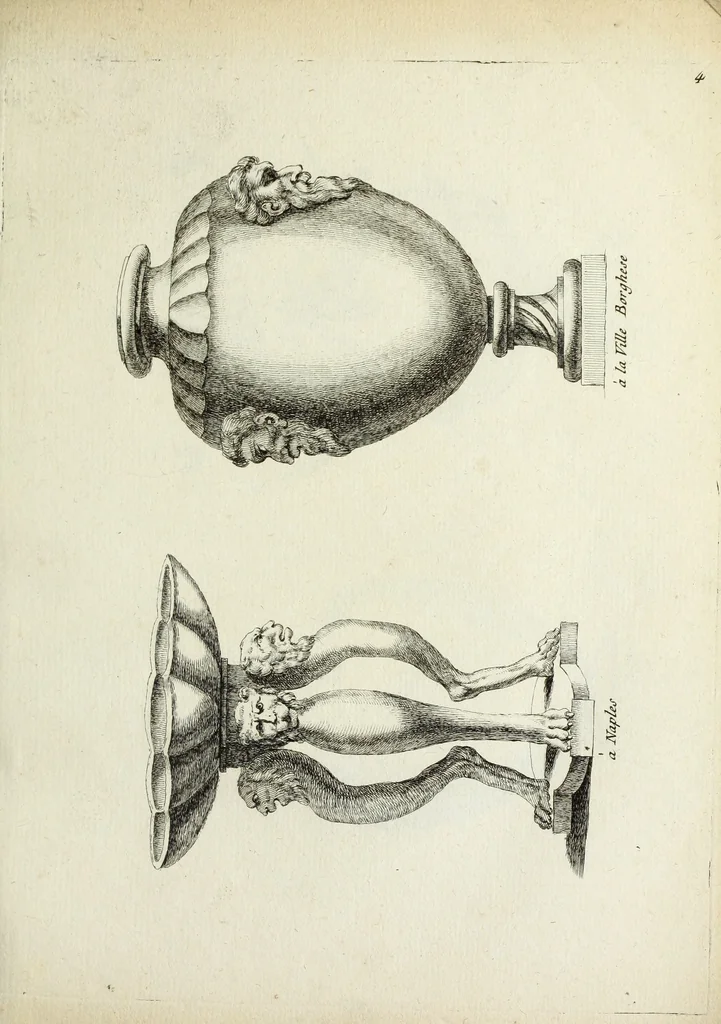 An illustration from Recueil d'antiquités romaines, ou, Voyage d'Italie : composé de 60 planches : dans lequel on trouve divers vases, autels, trepieds, arabesques et autres sujets gravés d'après les dessins que differens artistes ont fait pendant leur séjour en Italie, lesquels jusqu'à présent n'ont point encore été gravés, 1771, leaf 12