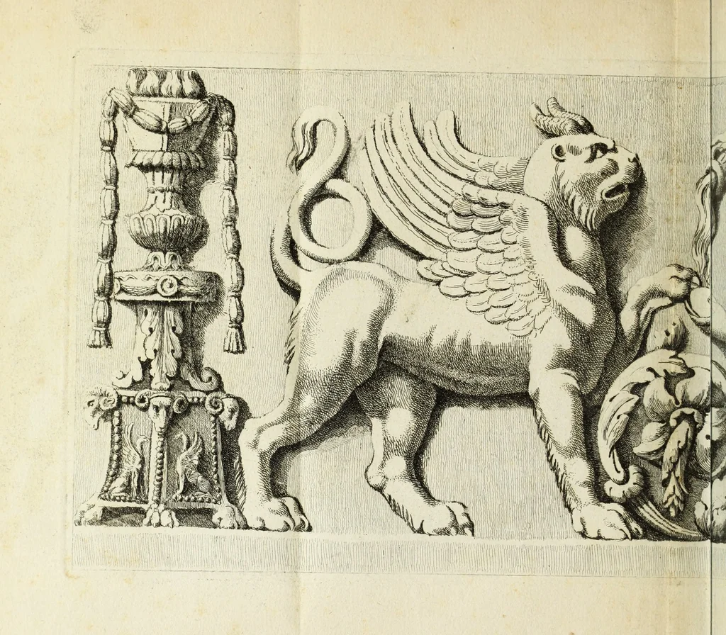 An illustration from Recueil d'antiquités romaines, ou, Voyage d'Italie : composé de 60 planches : dans lequel on trouve divers vases, autels, trepieds, arabesques et autres sujets gravés d'après les dessins que differens artistes ont fait pendant leur séjour en Italie, lesquels jusqu'à présent n'ont point encore été gravés, 1771, leaf 123