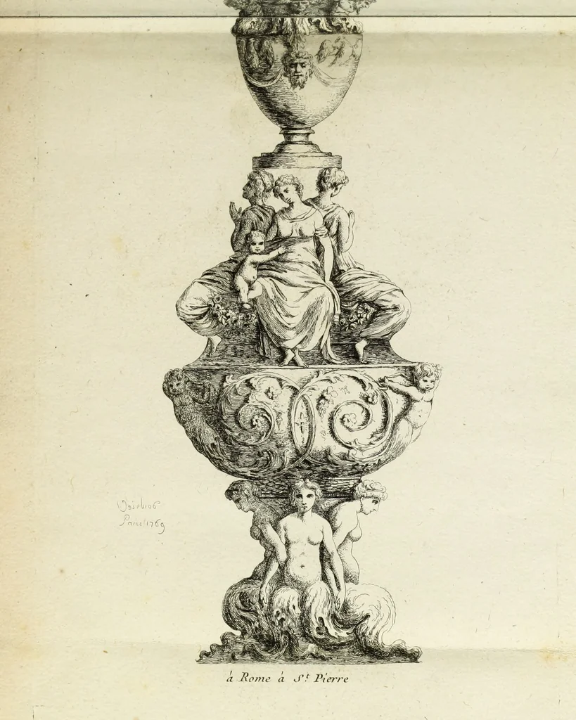 An illustration from Recueil d'antiquités romaines, ou, Voyage d'Italie : composé de 60 planches : dans lequel on trouve divers vases, autels, trepieds, arabesques et autres sujets gravés d'après les dessins que differens artistes ont fait pendant leur séjour en Italie, lesquels jusqu'à présent n'ont point encore été gravés, 1771, leaf 127