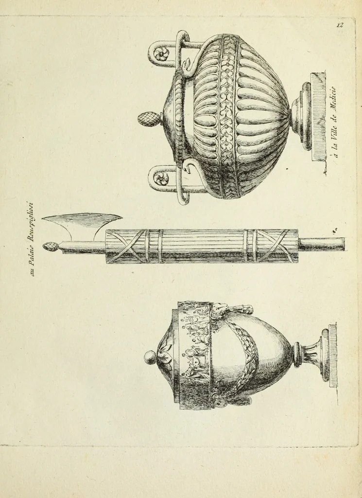 An illustration from Recueil d'antiquités romaines, ou, Voyage d'Italie : composé de 60 planches : dans lequel on trouve divers vases, autels, trepieds, arabesques et autres sujets gravés d'après les dessins que differens artistes ont fait pendant leur séjour en Italie, lesquels jusqu'à présent n'ont point encore été gravés, 1771, leaf 28