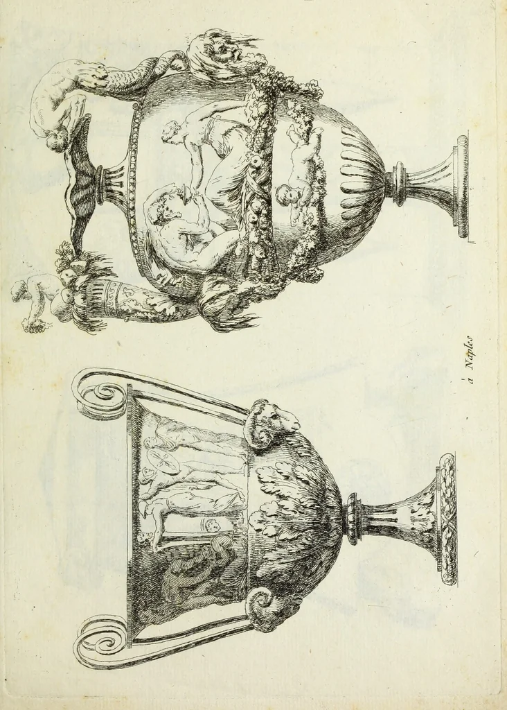 An illustration from Recueil d'antiquités romaines, ou, Voyage d'Italie : composé de 60 planches : dans lequel on trouve divers vases, autels, trepieds, arabesques et autres sujets gravés d'après les dessins que differens artistes ont fait pendant leur séjour en Italie, lesquels jusqu'à présent n'ont point encore été gravés, 1771, leaf 30