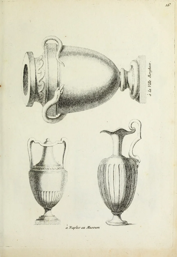 An illustration from Recueil d'antiquités romaines, ou, Voyage d'Italie : composé de 60 planches : dans lequel on trouve divers vases, autels, trepieds, arabesques et autres sujets gravés d'après les dessins que differens artistes ont fait pendant leur séjour en Italie, lesquels jusqu'à présent n'ont point encore été gravés, 1771, leaf 36