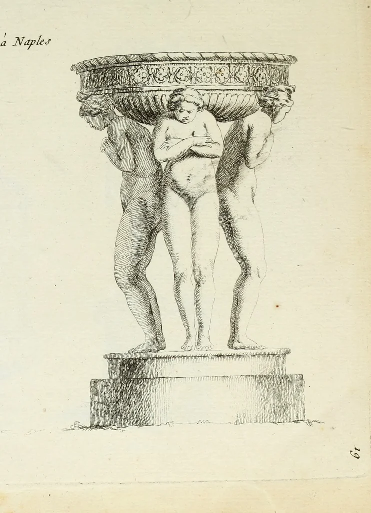 An illustration from Recueil d'antiquités romaines, ou, Voyage d'Italie : composé de 60 planches : dans lequel on trouve divers vases, autels, trepieds, arabesques et autres sujets gravés d'après les dessins que differens artistes ont fait pendant leur séjour en Italie, lesquels jusqu'à présent n'ont point encore été gravés, 1771, leaf 42