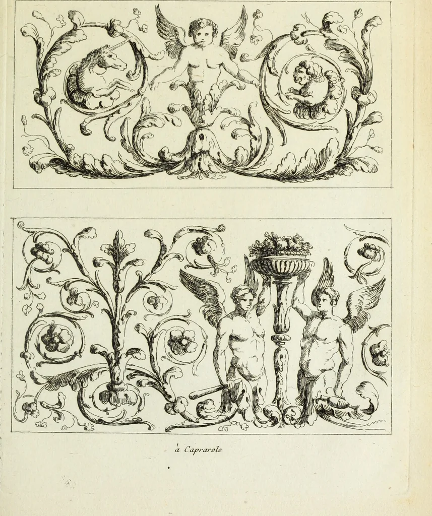 An illustration from Recueil d'antiquités romaines, ou, Voyage d'Italie : composé de 60 planches : dans lequel on trouve divers vases, autels, trepieds, arabesques et autres sujets gravés d'après les dessins que differens artistes ont fait pendant leur séjour en Italie, lesquels jusqu'à présent n'ont point encore été gravés, 1771, leaf 58