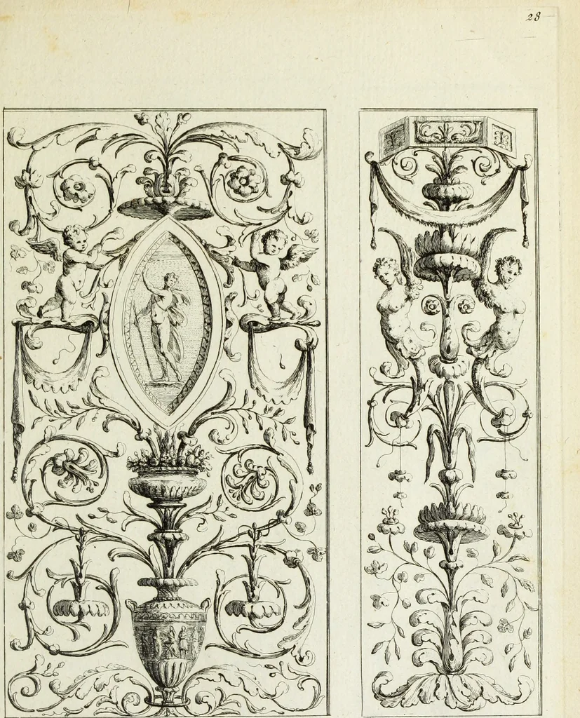 An illustration from Recueil d'antiquités romaines, ou, Voyage d'Italie : composé de 60 planches : dans lequel on trouve divers vases, autels, trepieds, arabesques et autres sujets gravés d'après les dessins que differens artistes ont fait pendant leur séjour en Italie, lesquels jusqu'à présent n'ont point encore été gravés, 1771, leaf 60