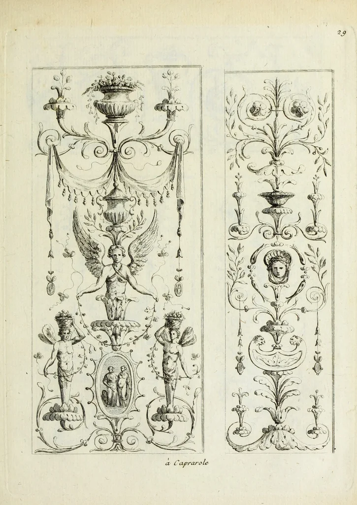 An illustration from Recueil d'antiquités romaines, ou, Voyage d'Italie : composé de 60 planches : dans lequel on trouve divers vases, autels, trepieds, arabesques et autres sujets gravés d'après les dessins que differens artistes ont fait pendant leur séjour en Italie, lesquels jusqu'à présent n'ont point encore été gravés, 1771, leaf 62