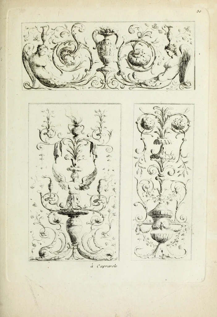 An illustration from Recueil d'antiquités romaines, ou, Voyage d'Italie : composé de 60 planches : dans lequel on trouve divers vases, autels, trepieds, arabesques et autres sujets gravés d'après les dessins que differens artistes ont fait pendant leur séjour en Italie, lesquels jusqu'à présent n'ont point encore été gravés, 1771, leaf 64