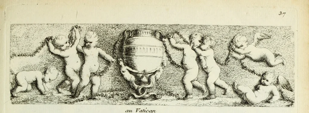 An illustration from Recueil d'antiquités romaines, ou, Voyage d'Italie : composé de 60 planches : dans lequel on trouve divers vases, autels, trepieds, arabesques et autres sujets gravés d'après les dessins que differens artistes ont fait pendant leur séjour en Italie, lesquels jusqu'à présent n'ont point encore été gravés, 1771, leaf 78