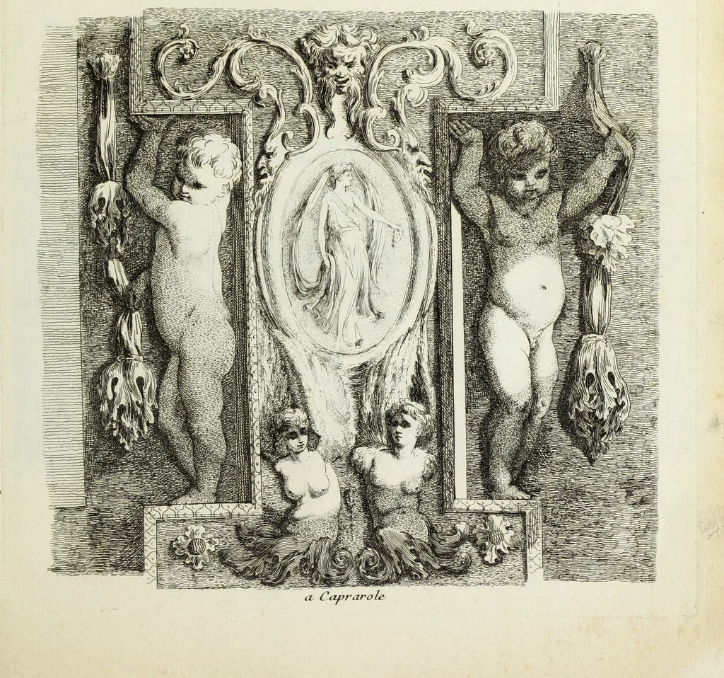 An illustration from Recueil d'antiquités romaines, ou, Voyage d'Italie : composé de 60 planches : dans lequel on trouve divers vases, autels, trepieds, arabesques et autres sujets gravés d'après les dessins que differens artistes ont fait pendant leur séjour en Italie, lesquels jusqu'à présent n'ont point encore été gravés, 1771, leaf 78