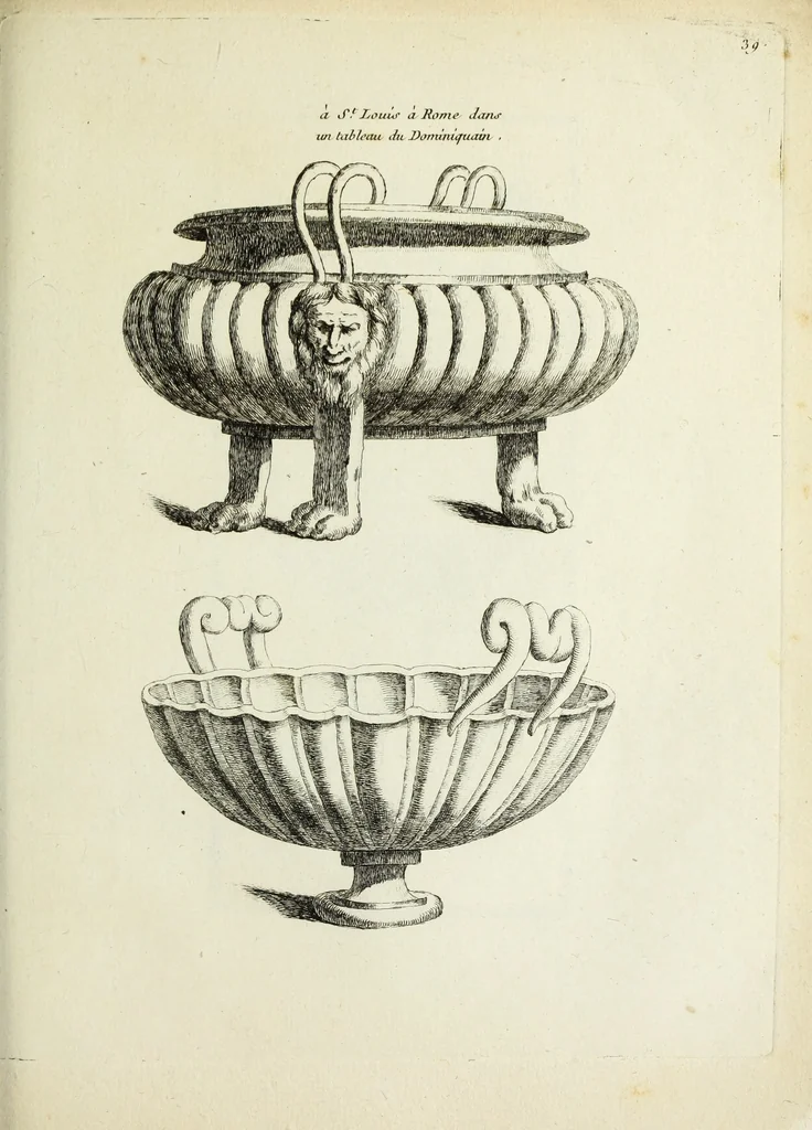 An illustration from Recueil d'antiquités romaines, ou, Voyage d'Italie : composé de 60 planches : dans lequel on trouve divers vases, autels, trepieds, arabesques et autres sujets gravés d'après les dessins que differens artistes ont fait pendant leur séjour en Italie, lesquels jusqu'à présent n'ont point encore été gravés, 1771, leaf 82
