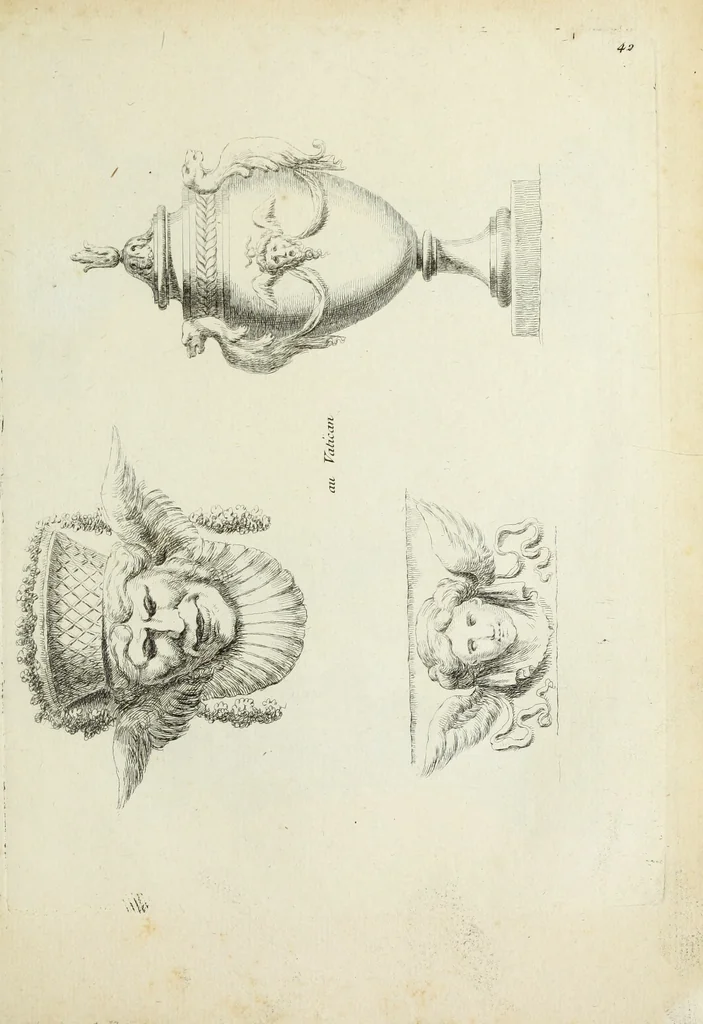 An illustration from Recueil d'antiquités romaines, ou, Voyage d'Italie : composé de 60 planches : dans lequel on trouve divers vases, autels, trepieds, arabesques et autres sujets gravés d'après les dessins que differens artistes ont fait pendant leur séjour en Italie, lesquels jusqu'à présent n'ont point encore été gravés, 1771, leaf 88