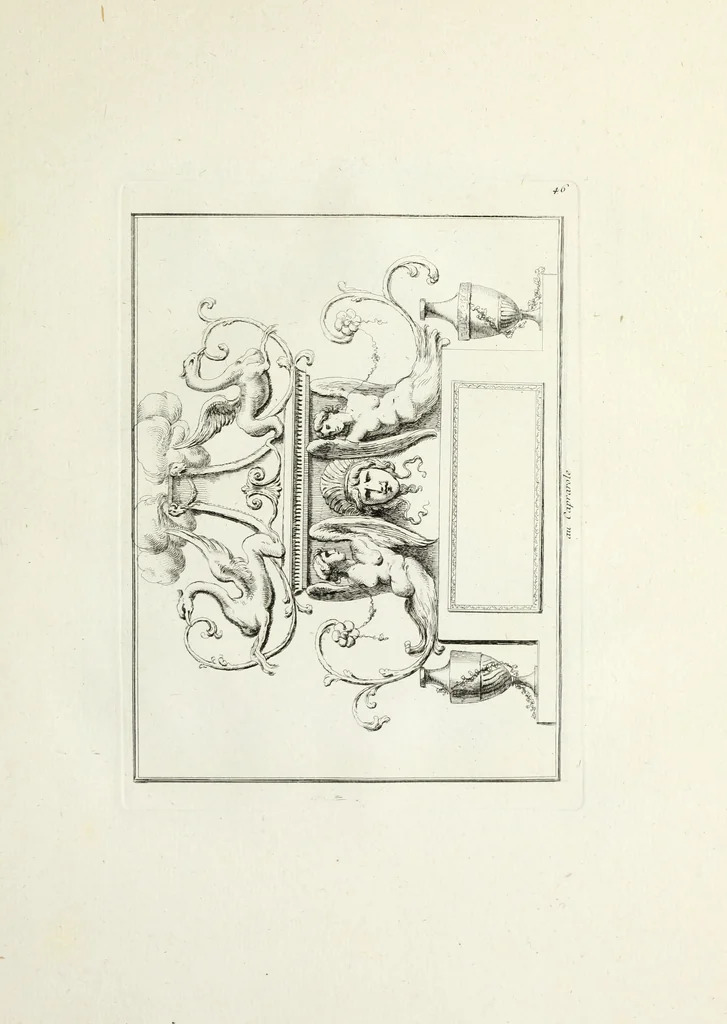 An illustration from Recueil d'antiquités romaines, ou, Voyage d'Italie : composé de 66 planches : dans lequel on trouve divers vases, autels, trépieds, arabesques, et autres sujets gravés d'après les dessins que différens artistes ont faits pendant leur séjour en Italie, 1771, leaf 100