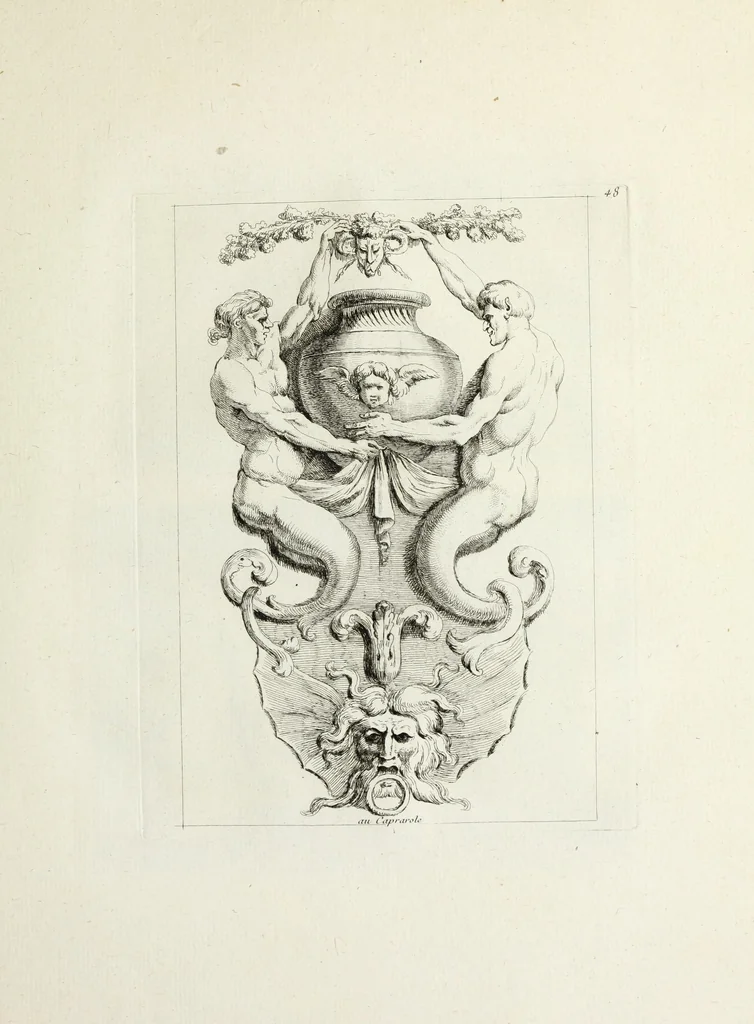 An illustration from Recueil d'antiquités romaines, ou, Voyage d'Italie : composé de 66 planches : dans lequel on trouve divers vases, autels, trépieds, arabesques, et autres sujets gravés d'après les dessins que différens artistes ont faits pendant leur séjour en Italie, 1771, leaf 104