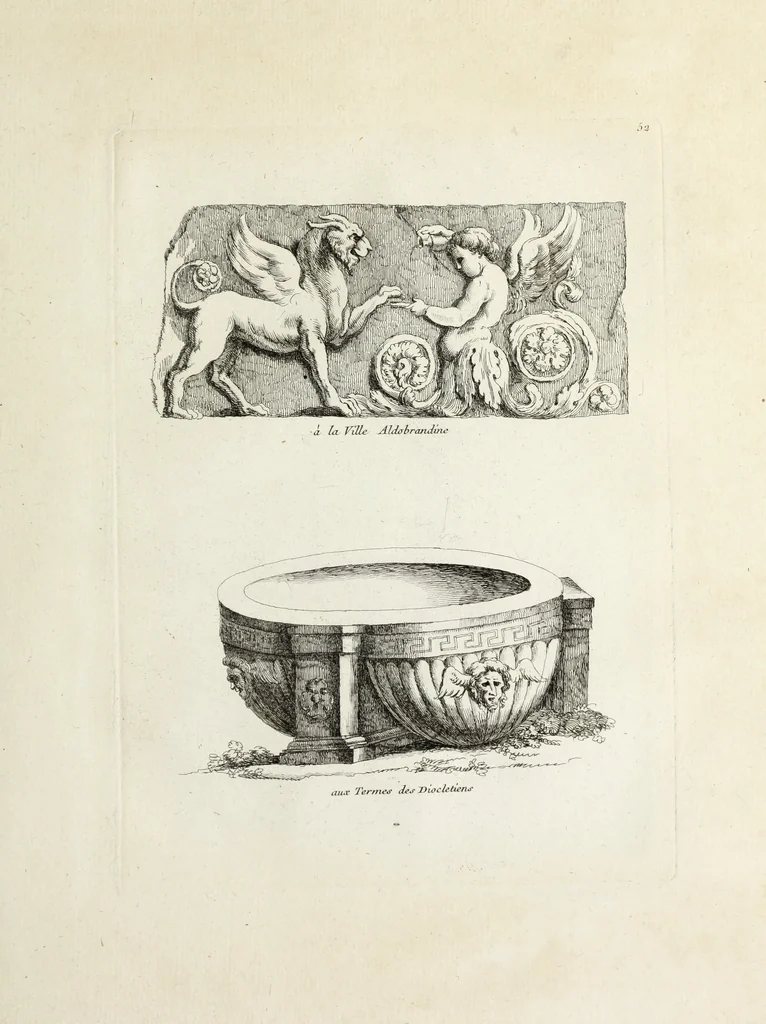 An illustration from Recueil d'antiquités romaines, ou, Voyage d'Italie : composé de 66 planches : dans lequel on trouve divers vases, autels, trépieds, arabesques, et autres sujets gravés d'après les dessins que différens artistes ont faits pendant leur séjour en Italie, 1771, leaf 112