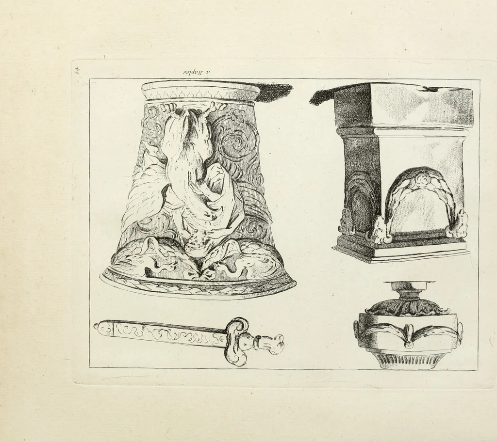 An illustration from Recueil d'antiquités romaines, ou, Voyage d'Italie : composé de 66 planches : dans lequel on trouve divers vases, autels, trépieds, arabesques, et autres sujets gravés d'après les dessins que différens artistes ont faits pendant leur séjour en Italie, 1771, leaf 116