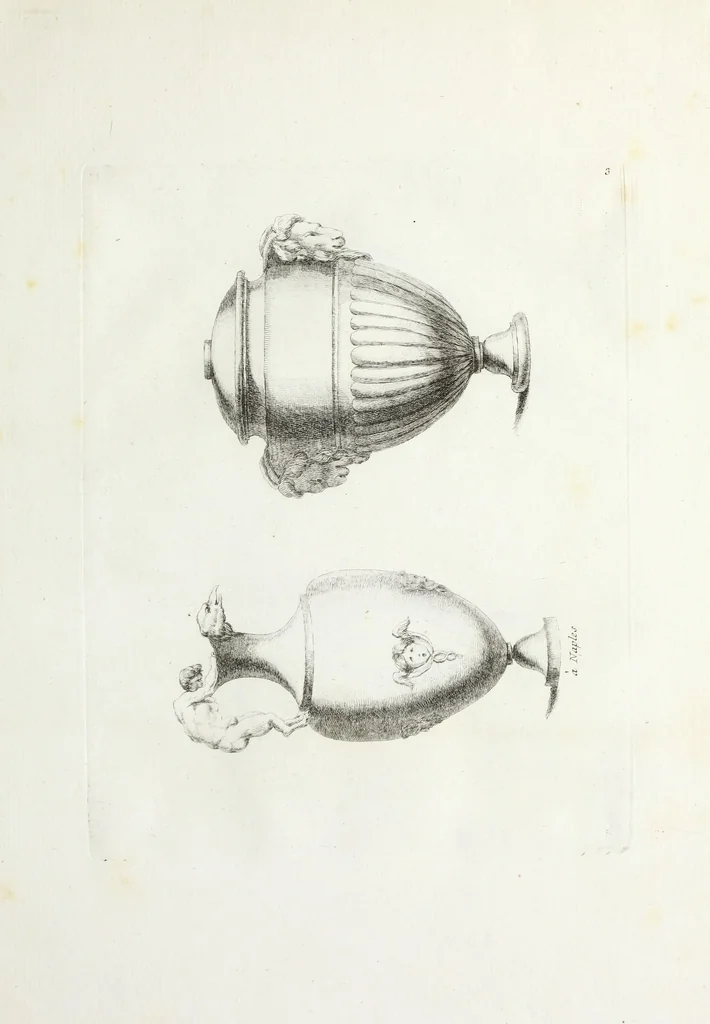 An illustration from Recueil d'antiquités romaines, ou, Voyage d'Italie : composé de 66 planches : dans lequel on trouve divers vases, autels, trépieds, arabesques, et autres sujets gravés d'après les dessins que différens artistes ont faits pendant leur séjour en Italie, 1771, leaf 14