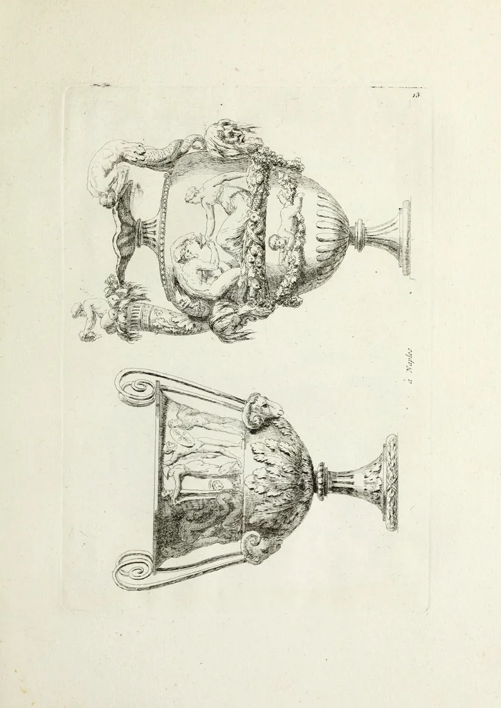 An illustration from Recueil d'antiquités romaines, ou, Voyage d'Italie : composé de 66 planches : dans lequel on trouve divers vases, autels, trépieds, arabesques, et autres sujets gravés d'après les dessins que différens artistes ont faits pendant leur séjour en Italie, 1771, leaf 34