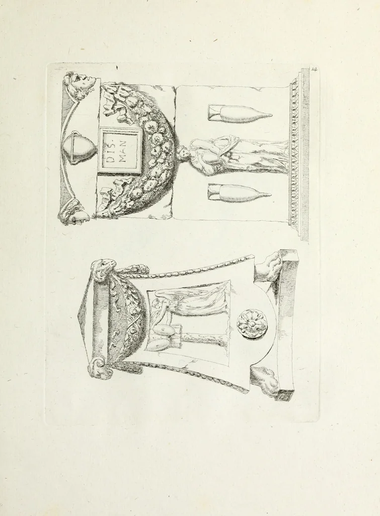 An illustration from Recueil d'antiquités romaines, ou, Voyage d'Italie : composé de 66 planches : dans lequel on trouve divers vases, autels, trépieds, arabesques, et autres sujets gravés d'après les dessins que différens artistes ont faits pendant leur séjour en Italie, 1771, leaf 36