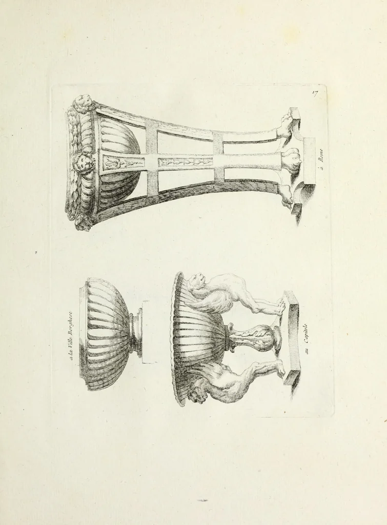 An illustration from Recueil d'antiquités romaines, ou, Voyage d'Italie : composé de 66 planches : dans lequel on trouve divers vases, autels, trépieds, arabesques, et autres sujets gravés d'après les dessins que différens artistes ont faits pendant leur séjour en Italie, 1771, leaf 42