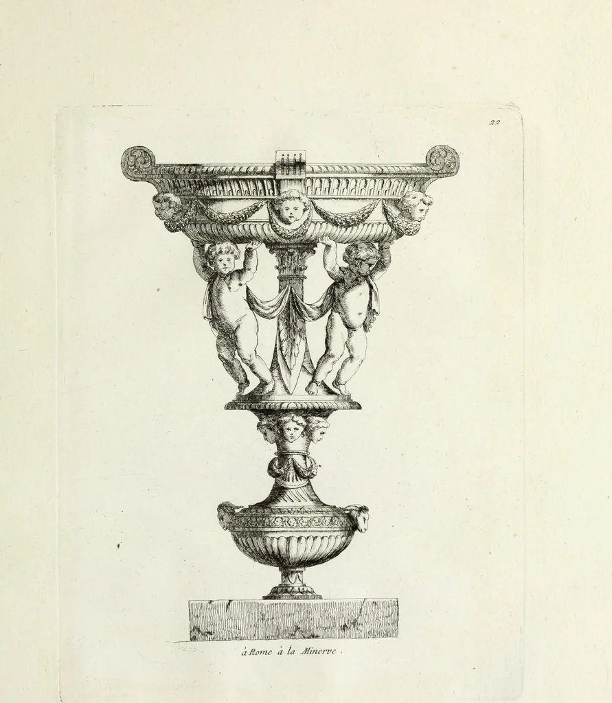 An illustration from Recueil d'antiquités romaines, ou, Voyage d'Italie : composé de 66 planches : dans lequel on trouve divers vases, autels, trépieds, arabesques, et autres sujets gravés d'après les dessins que différens artistes ont faits pendant leur séjour en Italie, 1771, leaf 52
