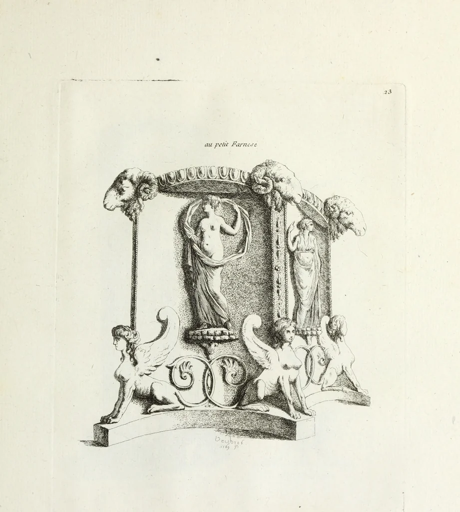 An illustration from Recueil d'antiquités romaines, ou, Voyage d'Italie : composé de 66 planches : dans lequel on trouve divers vases, autels, trépieds, arabesques, et autres sujets gravés d'après les dessins que différens artistes ont faits pendant leur séjour en Italie, 1771, leaf 54