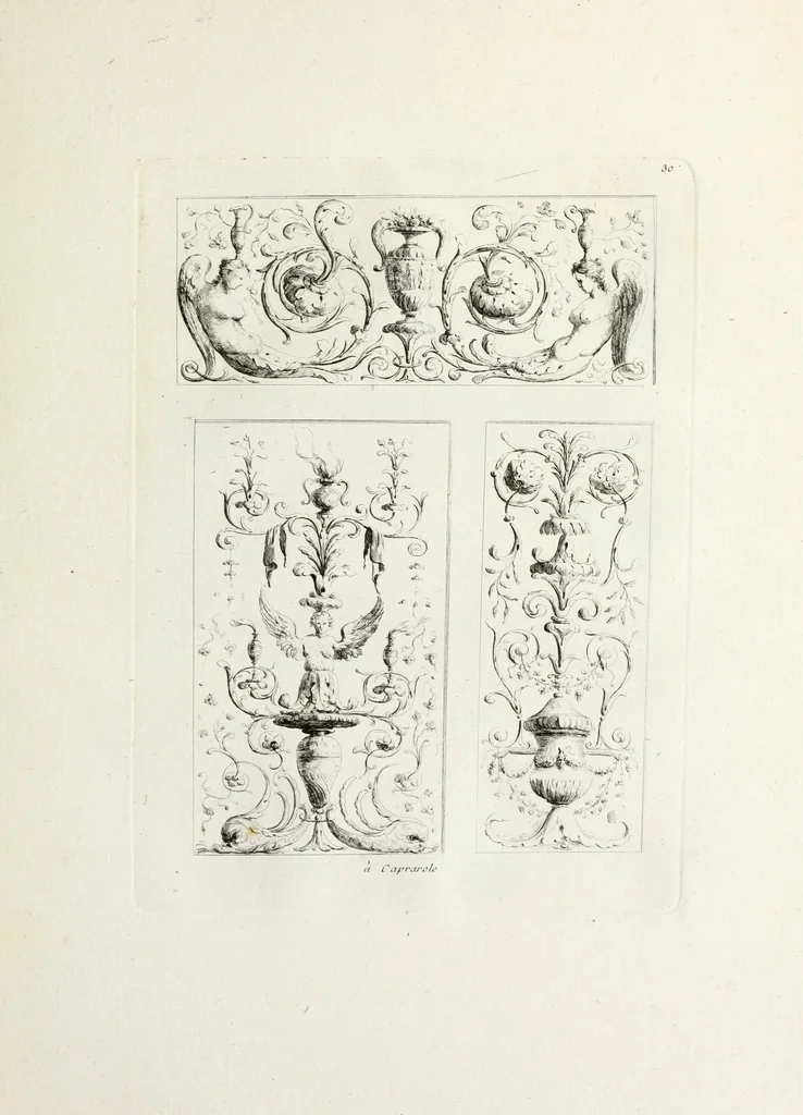 An illustration from Recueil d'antiquités romaines, ou, Voyage d'Italie : composé de 66 planches : dans lequel on trouve divers vases, autels, trépieds, arabesques, et autres sujets gravés d'après les dessins que différens artistes ont faits pendant leur séjour en Italie, 1771, leaf 68