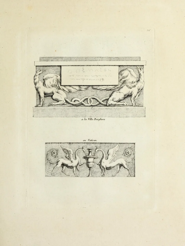 An illustration from Recueil d'antiquités romaines, ou, Voyage d'Italie : composé de 66 planches : dans lequel on trouve divers vases, autels, trépieds, arabesques, et autres sujets gravés d'après les dessins que différens artistes ont faits pendant leur séjour en Italie, 1771, leaf 80