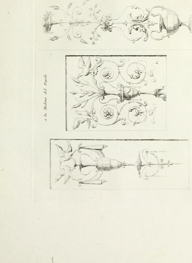 An illustration from Recueil d'antiquités romaines, ou, Voyage d'Italie : composé de 66 planches : dans lequel on trouve divers vases, autels, trépieds, arabesques, et autres sujets gravés d'après les dessins que différens artistes ont faits pendant leur séjour en Italie, 1771, leaf 90