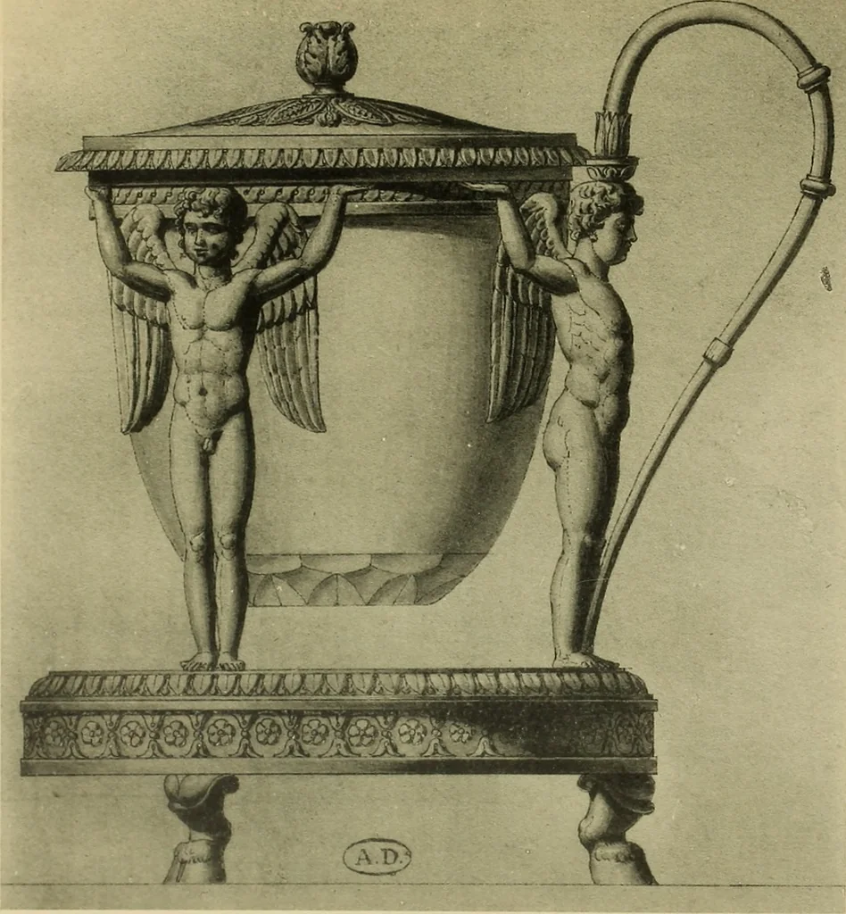 An illustration from Recueil de dessins d'orfevrerie du premier empire par biennais orfevre de Napoléon 1er et de la couronne, 1900, leaf 118