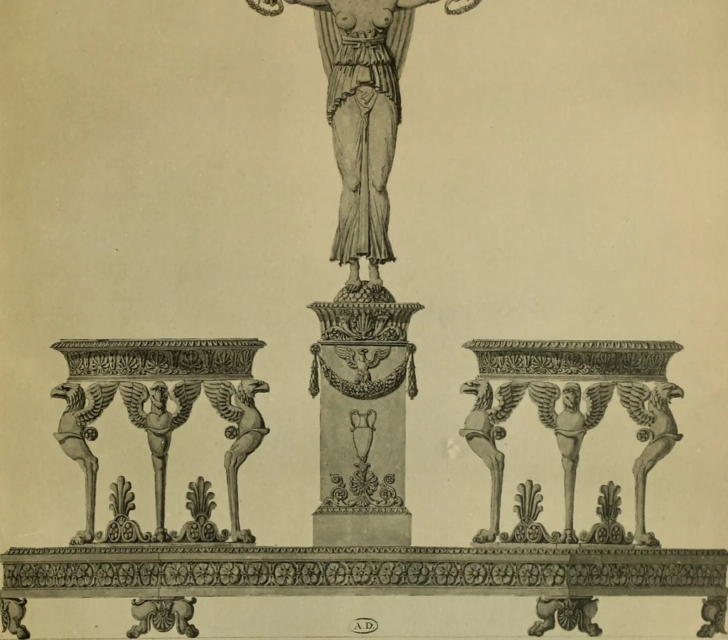 An illustration from Recueil de dessins d'orfevrerie du premier empire par biennais orfevre de Napoléon 1er et de la couronne, 1900, leaf 18