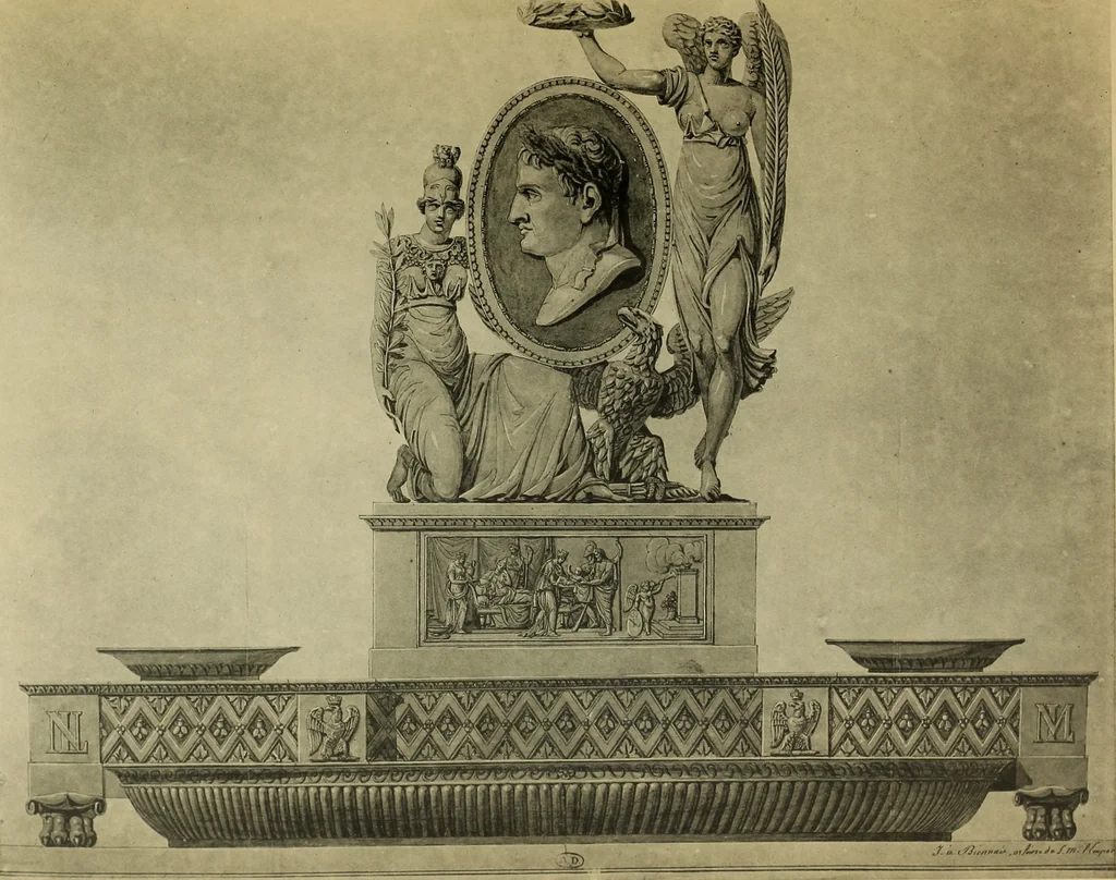 An illustration from Recueil de dessins d'orfevrerie du premier empire par biennais orfevre de Napoléon 1er et de la couronne, 1900, leaf 28